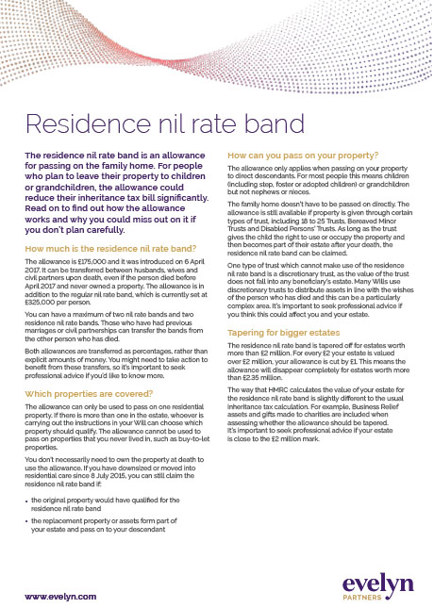 Guide Residence Nil Rate Band Thumbnail